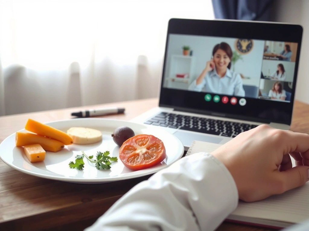 Konsultacja dietetyczna online - scena z biurka